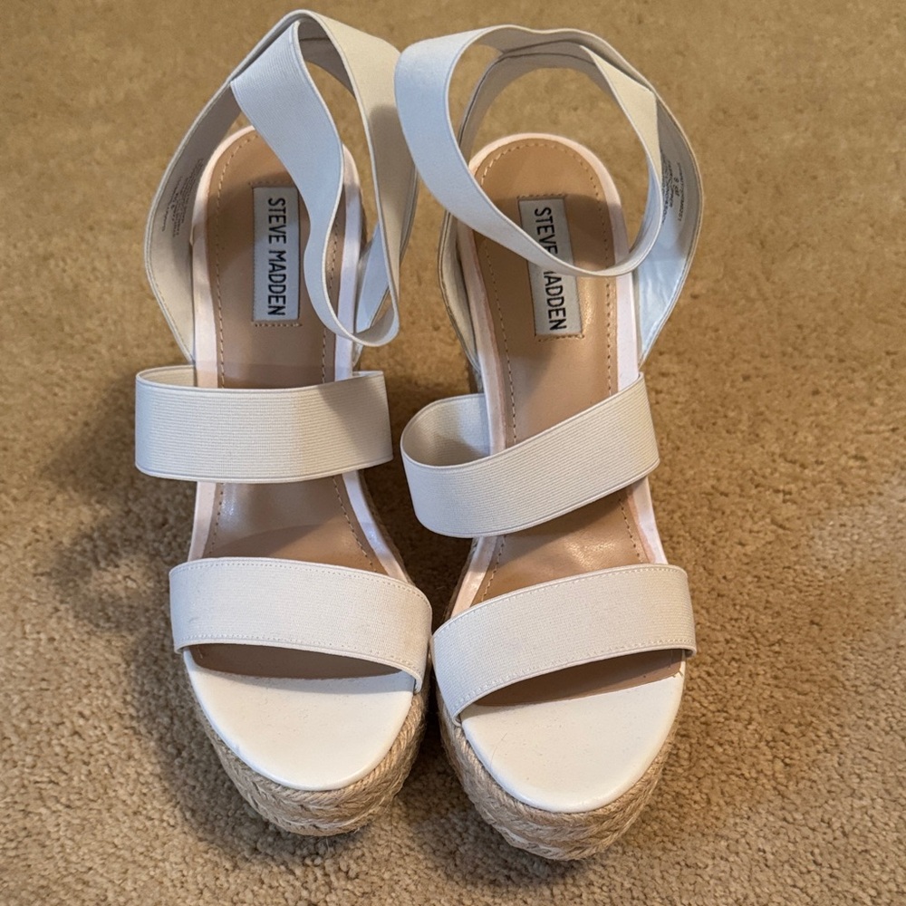 Steve Madden White Espadrille Wedges